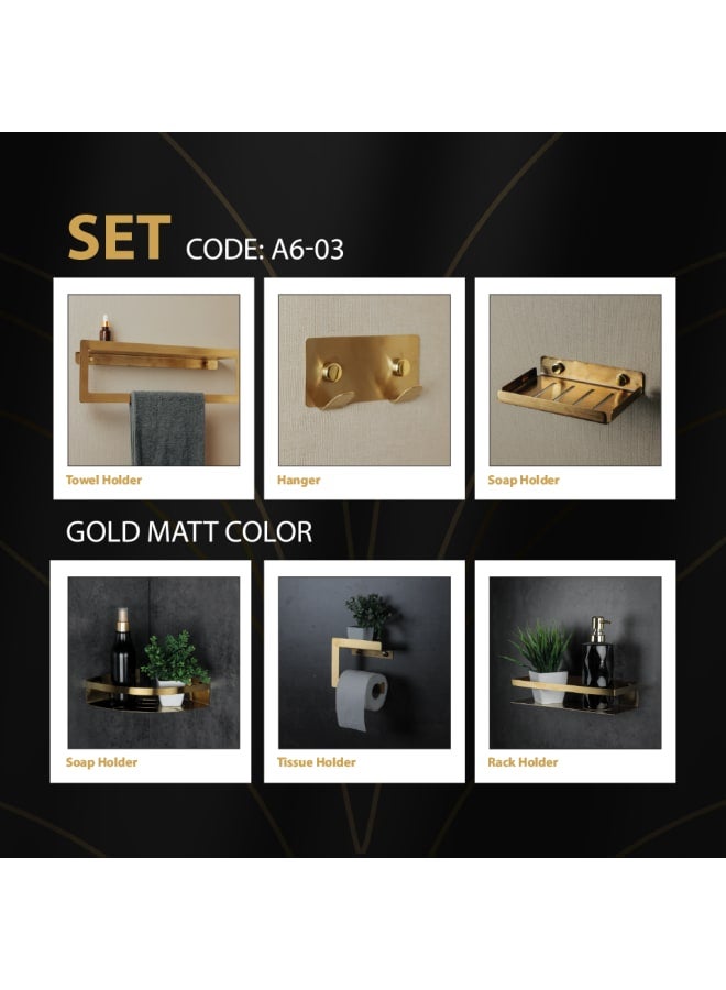 طقم إكسسوارات حمام ذهبية